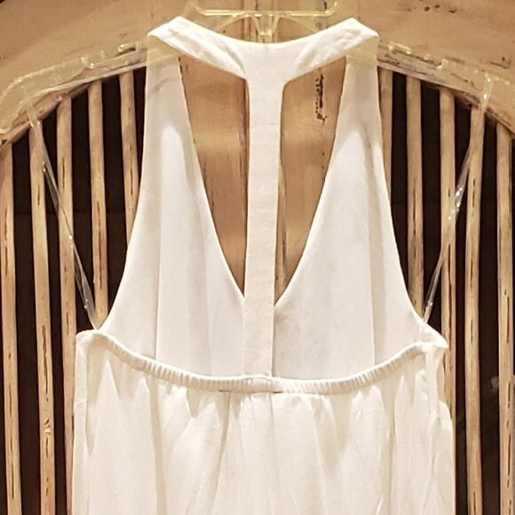 Sequin Hearts White Asymmetrical Dress with Blue Embroidery Small - Picture 7 of 11